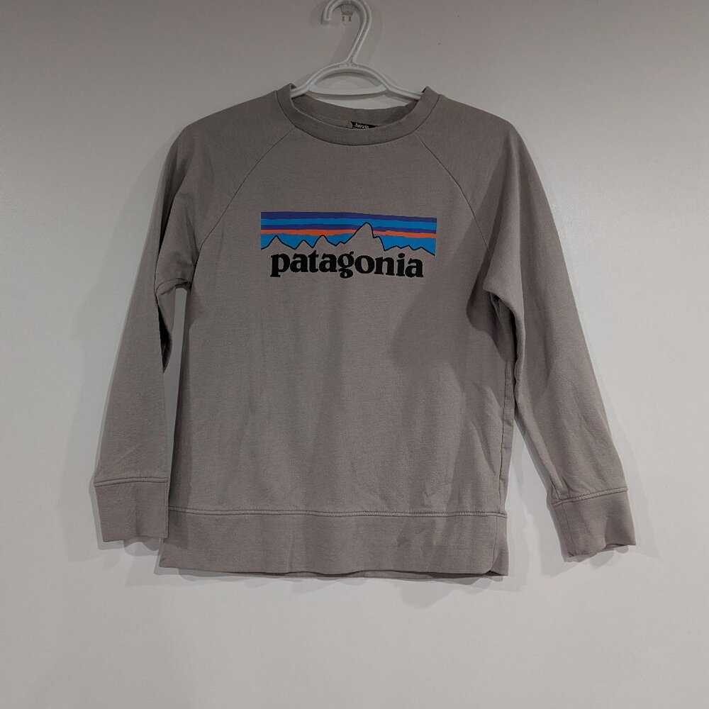 Patagonia Logo Crew Neck Sweatshirt Light Grey Size Large